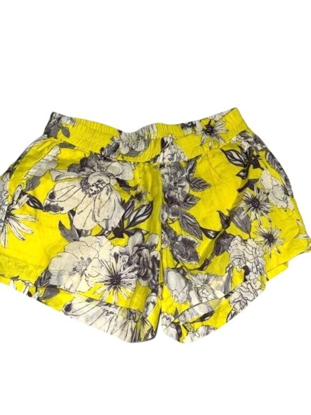 Kut From The Kloth Floral Yellow & Gray Linen-Blend Womens Shorts Size 2 - Picture 1 of 7